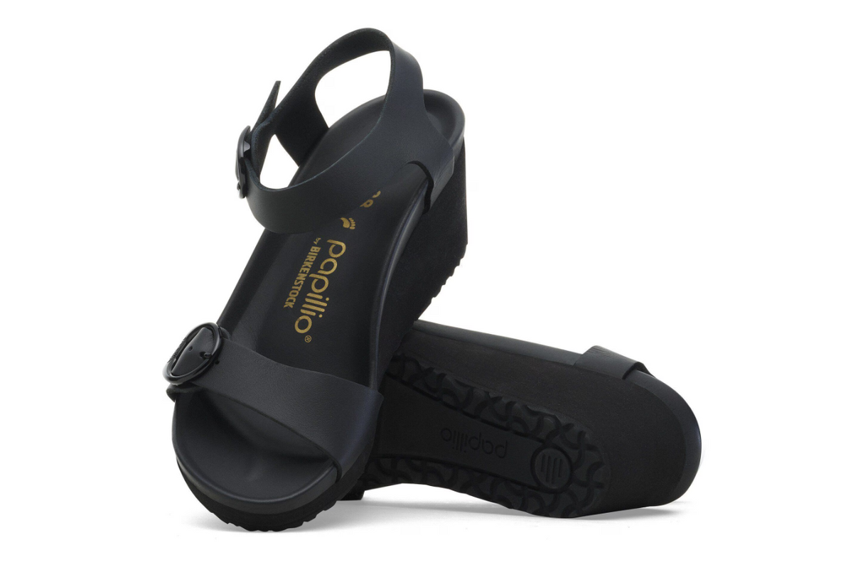 Birkenstock Soley Ring-Buckle Natural Leather Black Narrow