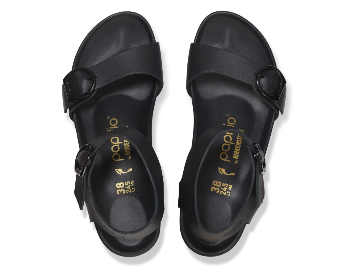 Birkenstock Soley Ring-Buckle Natural Leather Black Narrow