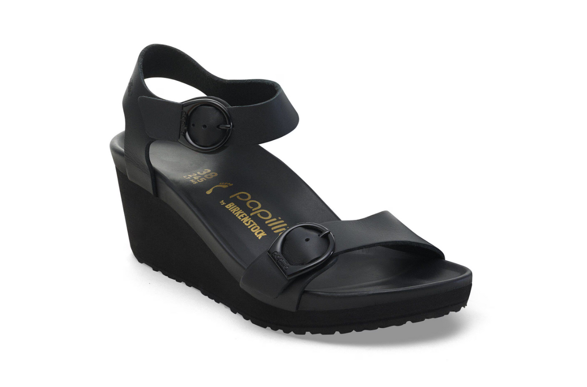 Birkenstock Soley Ring-Buckle Natural Leather Black Narrow