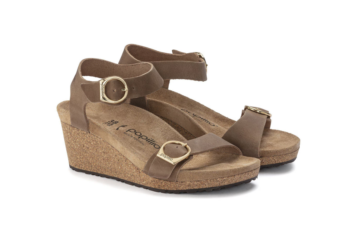 Papillio Soley Ring-Buckle Cognac Oiled Leather Sandal Narrow