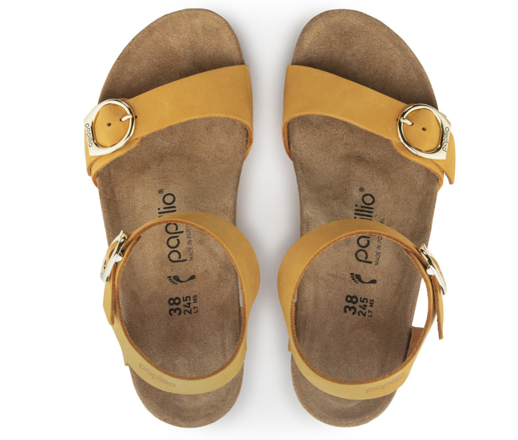 Birkenstock Soley Nubuck Leather Apricot Sandals Narrow