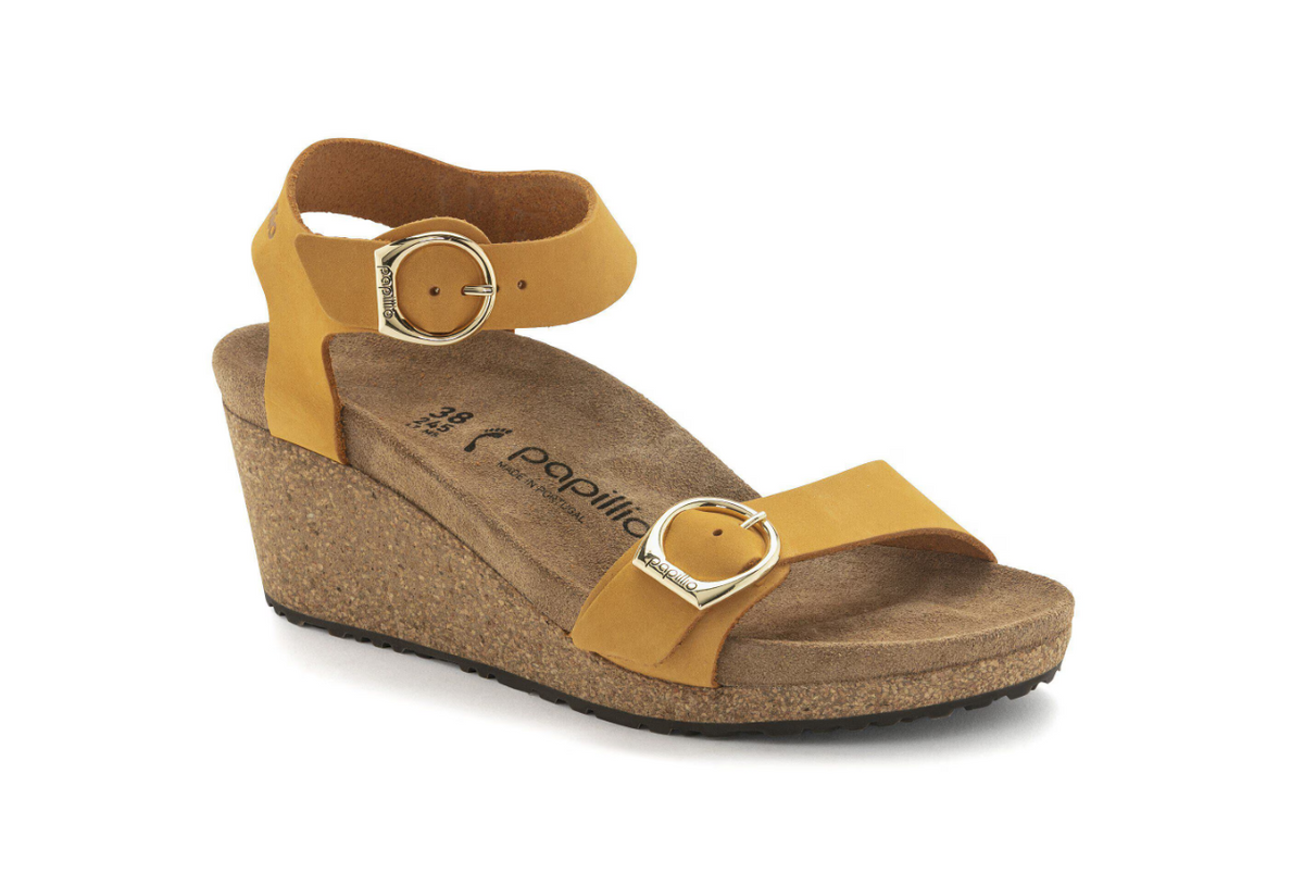 Birkenstock Soley Nubuck Leather Apricot Sandals Narrow