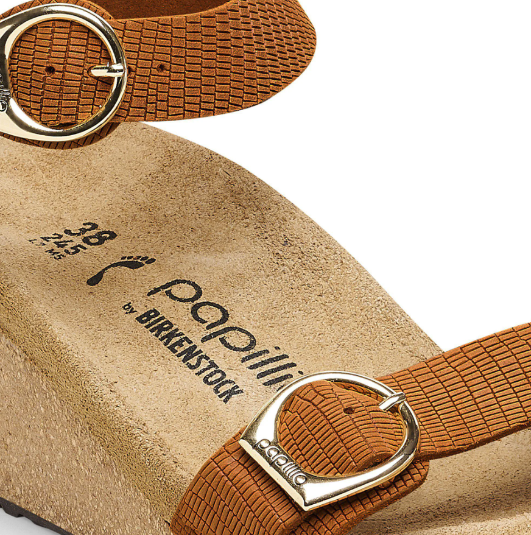 Birkenstock Soley Ring-Buckle Embossed Leather Sandals Burnt Orange Narrow