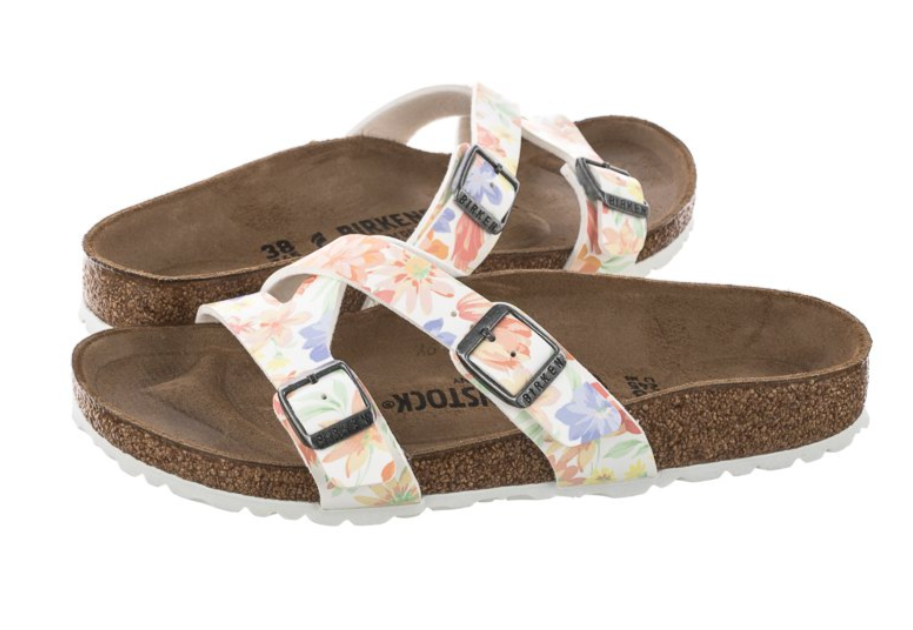 Birkenstock Yao Balance Birko-Flor Super Natural Flowers White Narrow