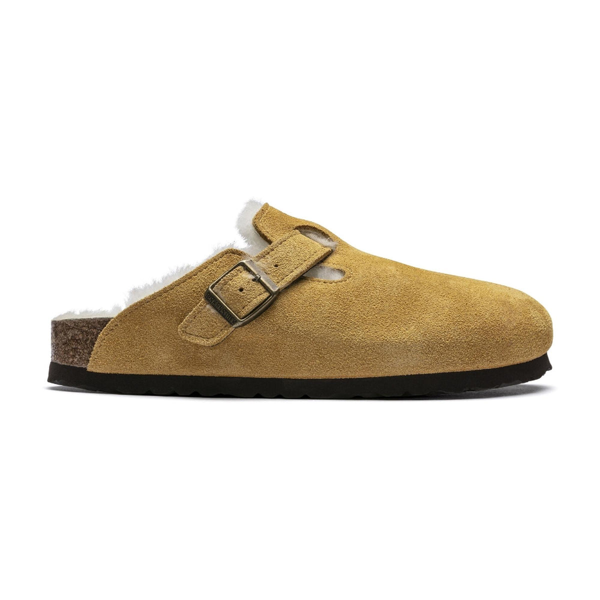Birkenstock Boston Shearling Shearling Suede Leather Clogs - Ochre - Narrow