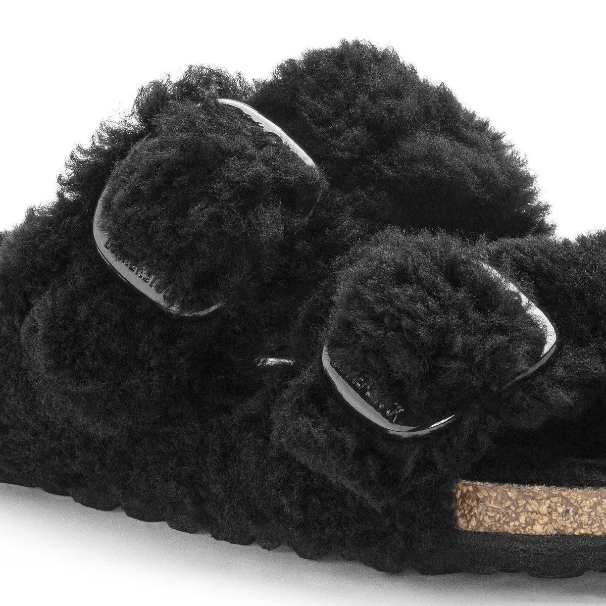 Birkenstock Arizona Big Buckle Teddy Fur Sandals - Black - Narrow
