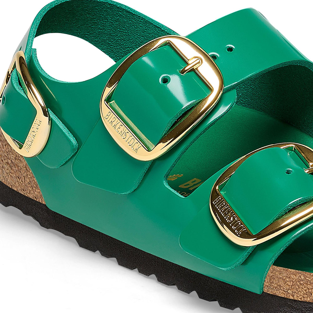 Birkenstock Milano Big Buckle Patent Leather Sandals - Green - Narrow