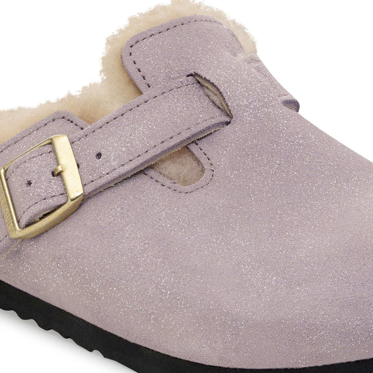 Birkenstock Boston Shearling Shearling Suede Leather Clogs - Purple - Narrow