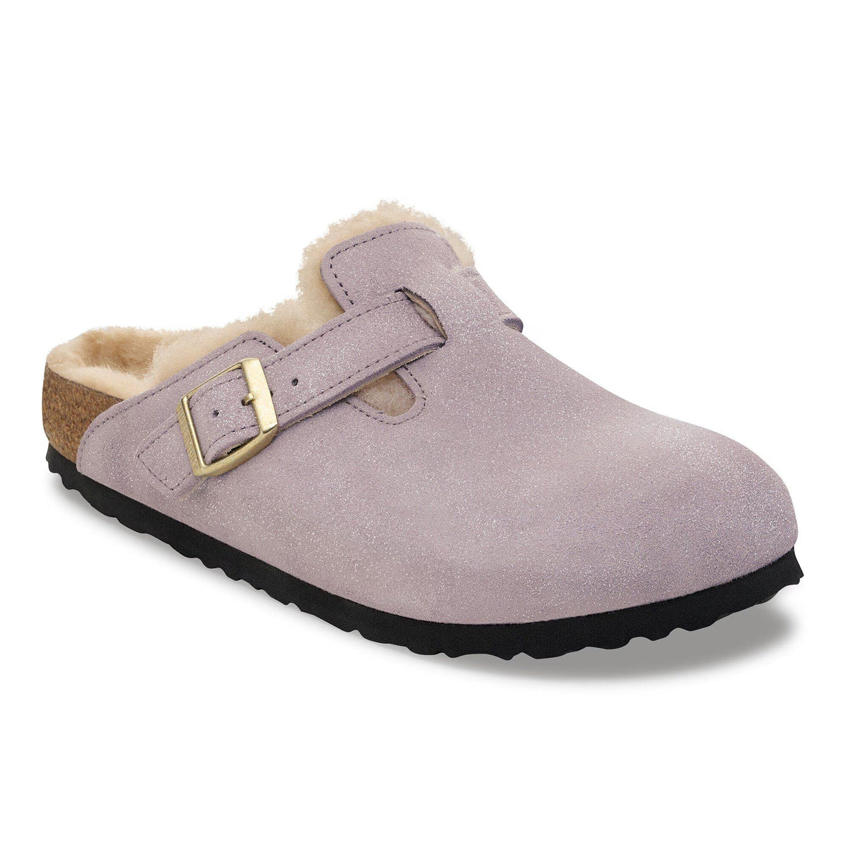 Birkenstock Boston Shearling Shearling Suede Leather Clogs - Purple - Narrow