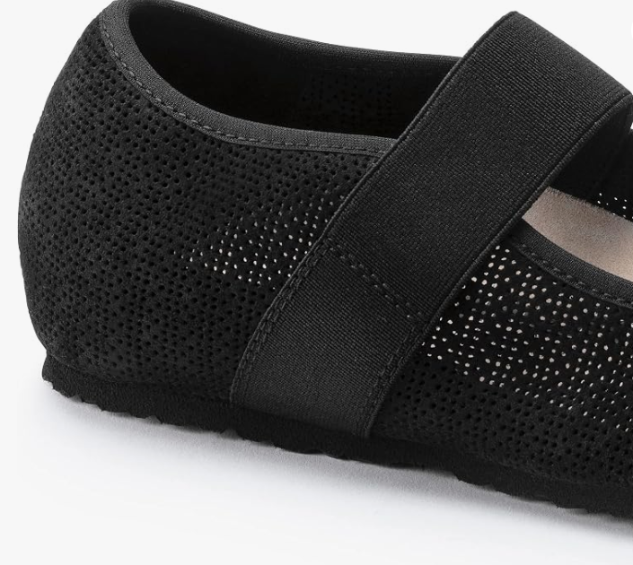 Birkenstock Tess Suede Leather Ballet Flat Black Narrow