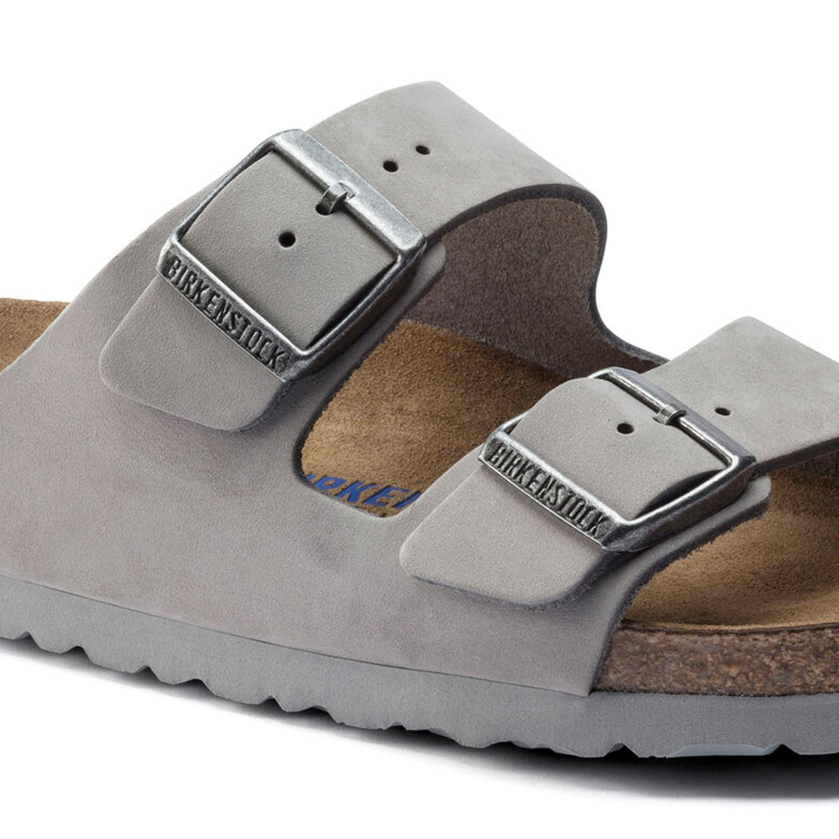 Birkenstock Arizona Soft Footbed Natural Leather Sandals - Grey - Narrow