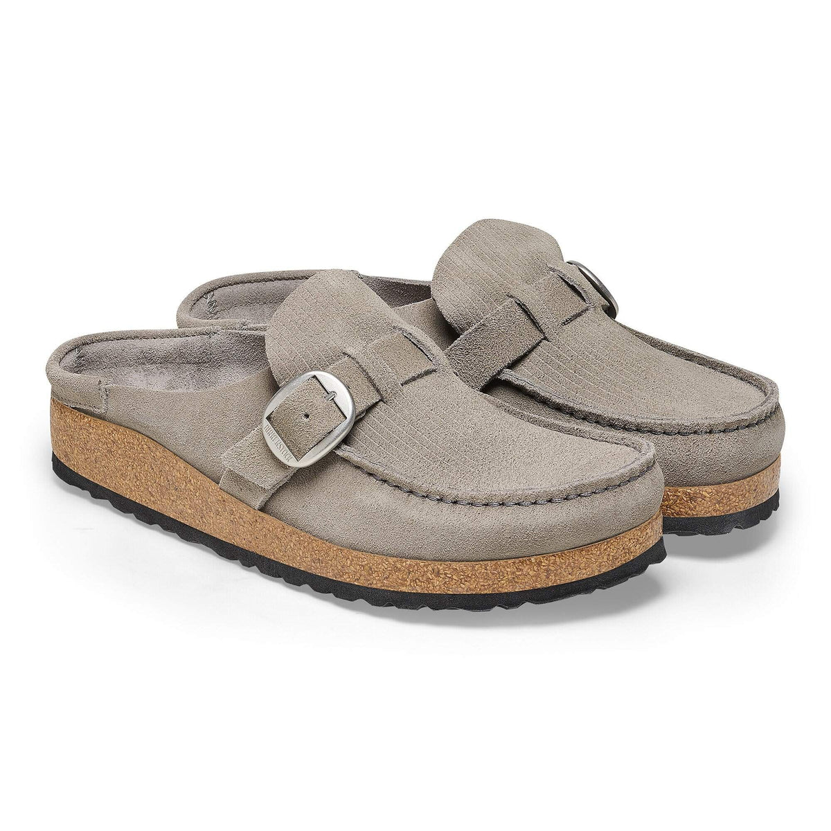 Birkenstock Buckley Suede Leather Clogs - Corduroy Stone Coin - Narrow