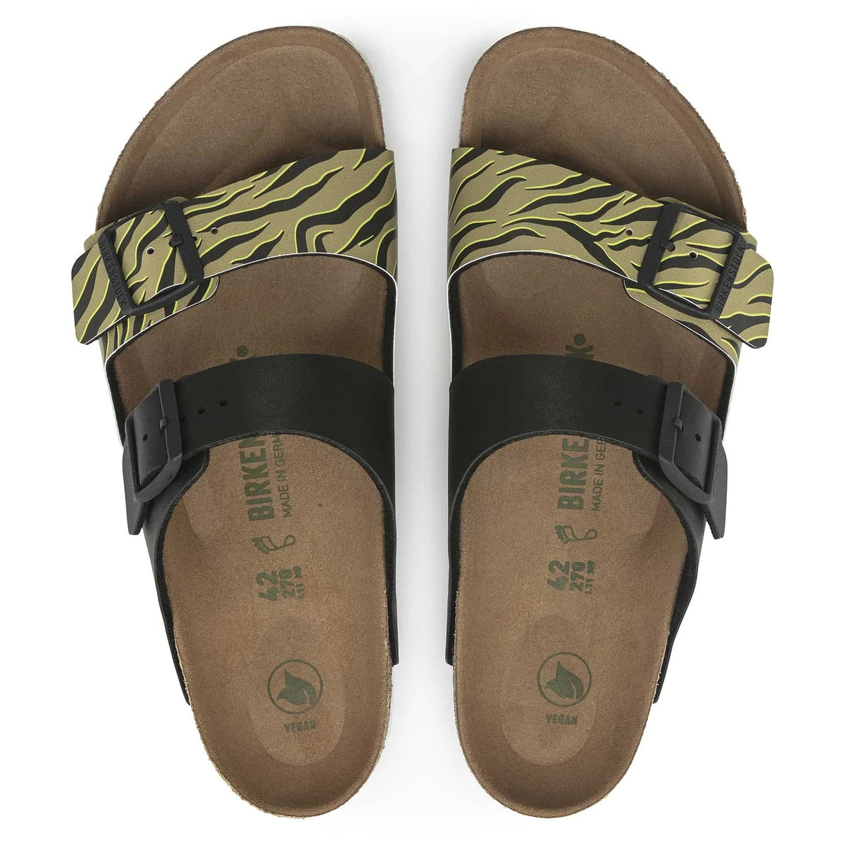 Birkenstock Arizona Split Birko-Flor Sandals - Zebra Cork Brown / Black - Narrow