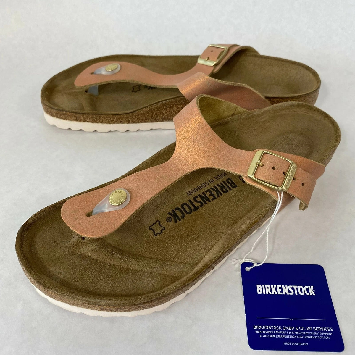 Birkenstock Gizeh Washed Leather Thong Sandals - Metallic Sea Copper - 1012909 - Regular