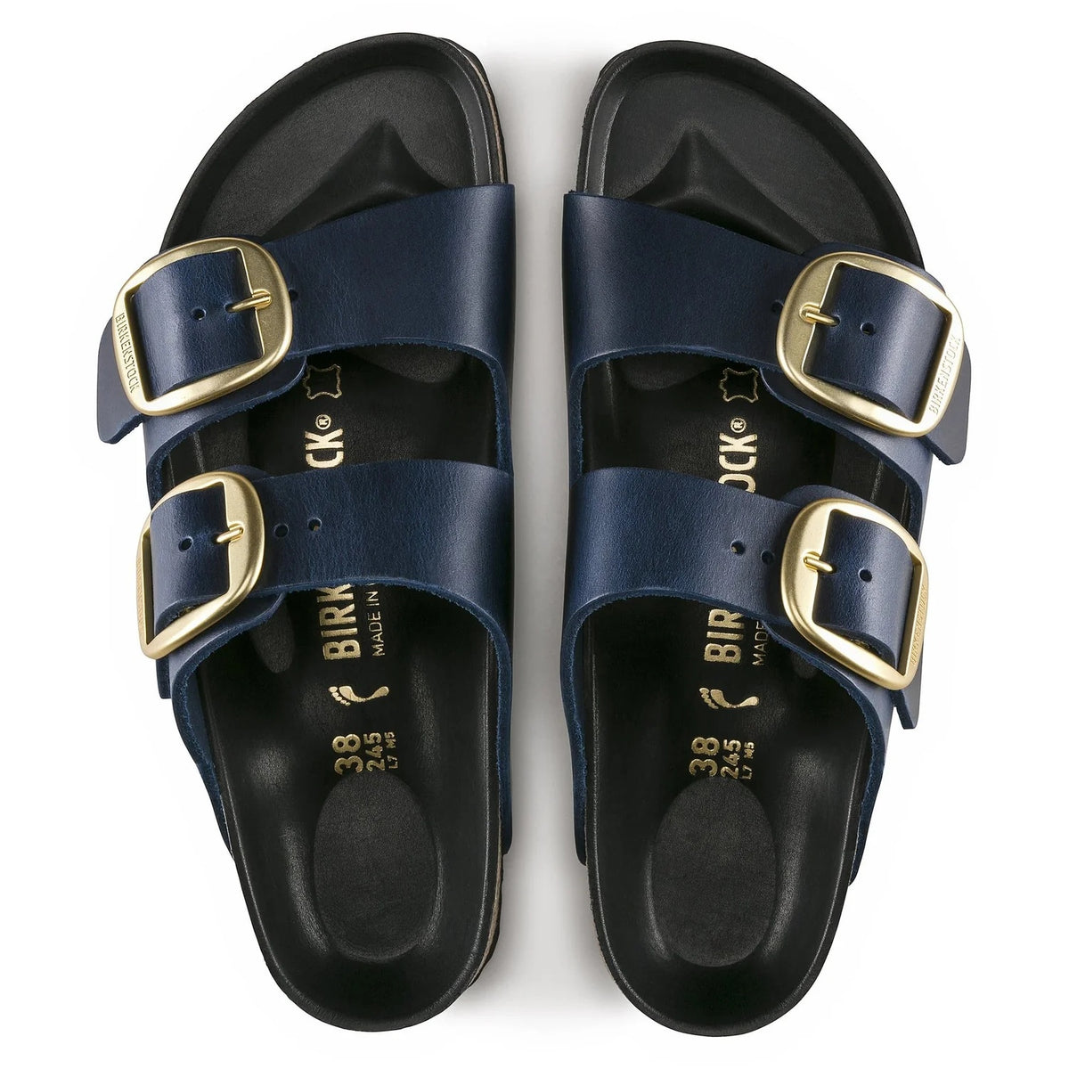 Birkenstock Arizona Big Buckle Big Buckle Oiled Leather Sandals - Blue - Narrow