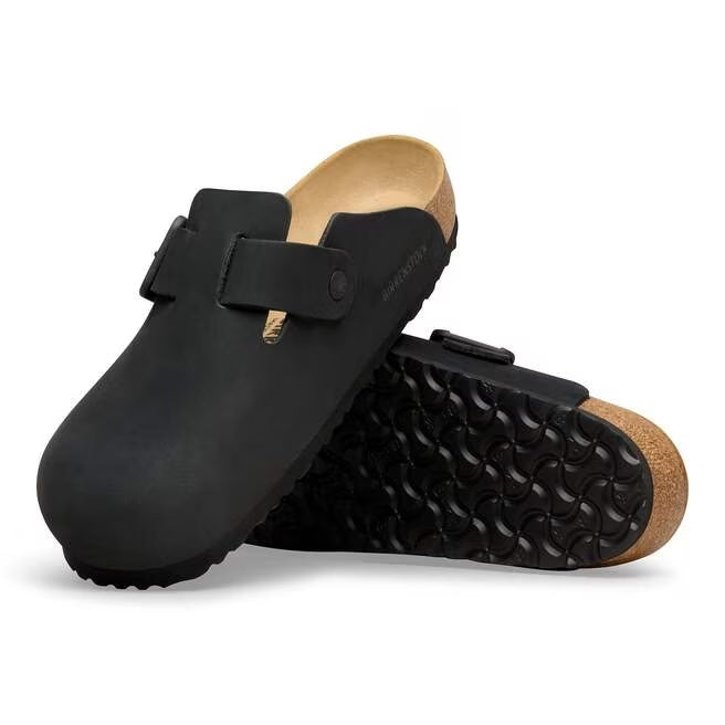 Birkenstock Boston Wire Buckle Nubuck Leather Clogs - Black - 1031585 - Regular