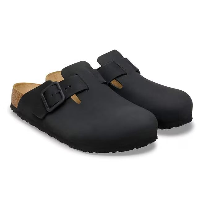 Birkenstock Boston Wire Buckle Nubuck Leather Clogs - Black - 1031585 - Regular