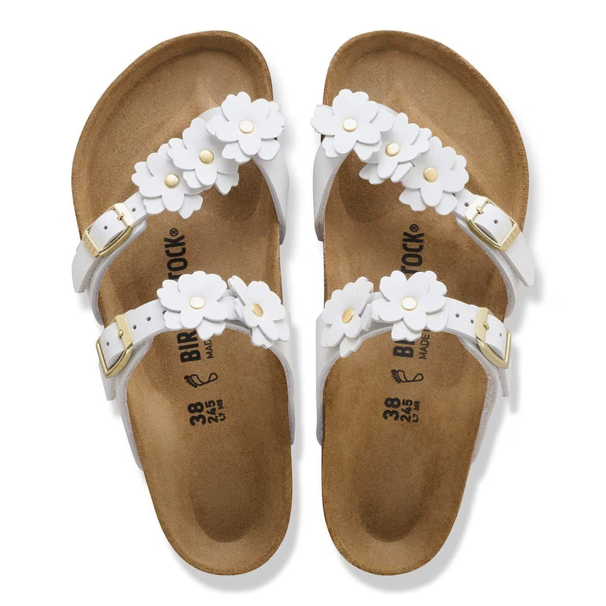 Birkenstock Mayari Flower Embellishment Natural Leather Sandals - White - 1032043 - Regular