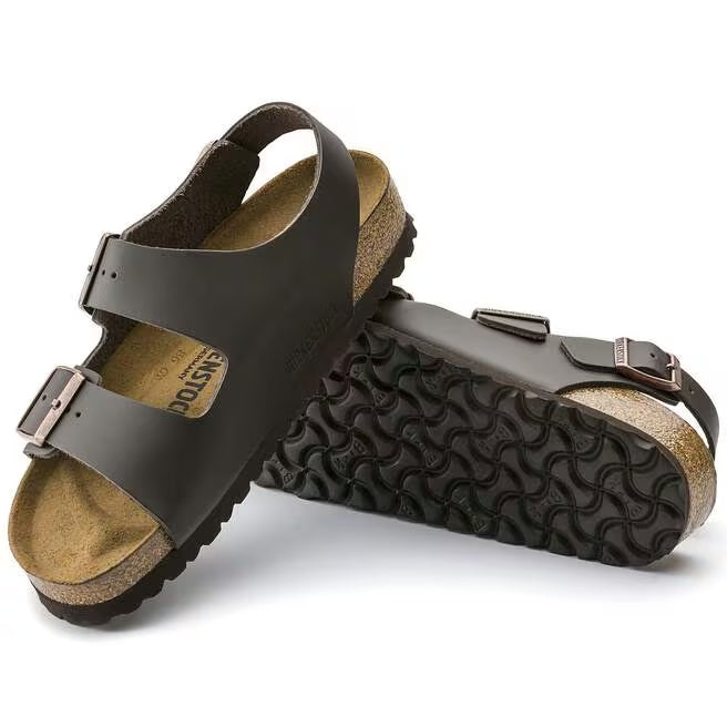 Birkenstock Milano Natural Leather Sandals - Dark Brown - 34101 - Regular