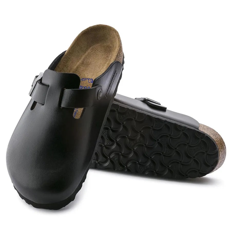 Birkenstock Boston Soft Footbed Smooth Leather Clogs - Amalfi Black - 59831 - Regular