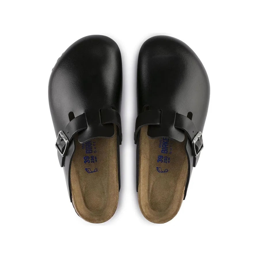 Birkenstock Boston Soft Footbed Smooth Leather Clogs - Amalfi Black - 59831 - Regular