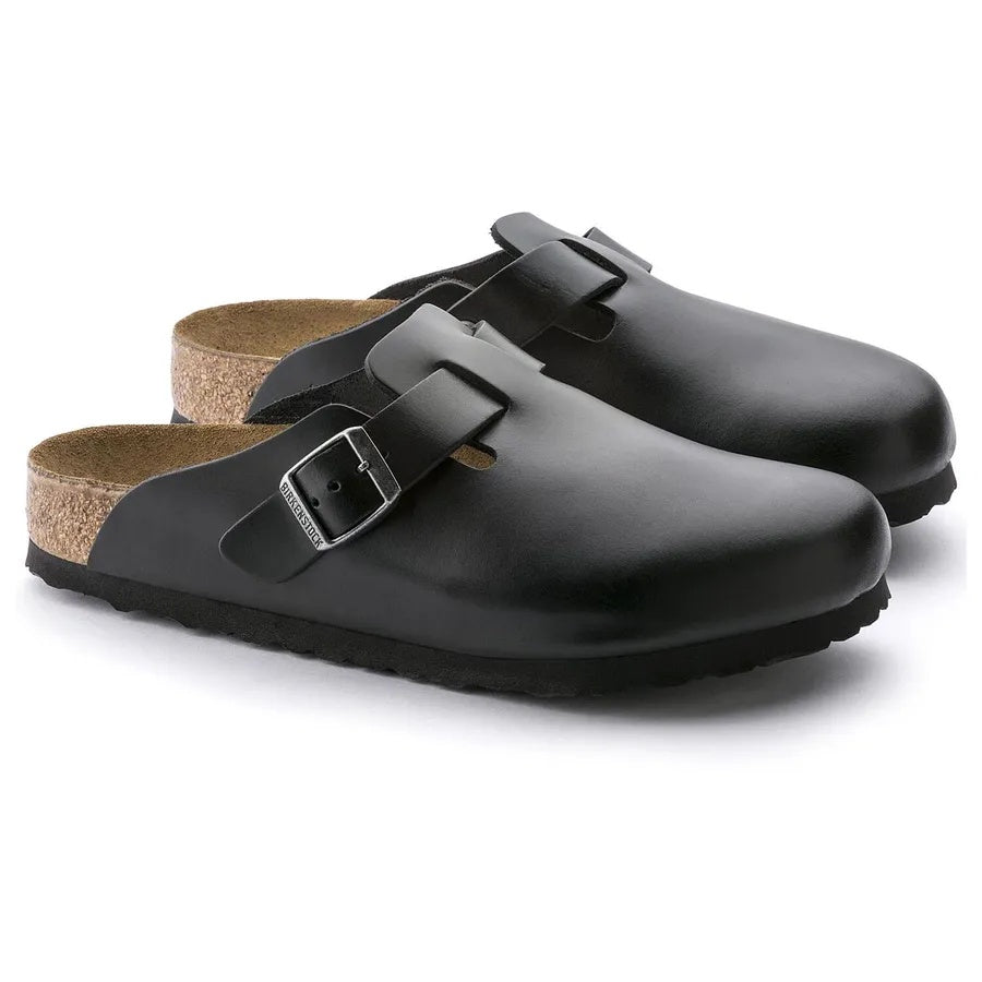 Birkenstock Boston Soft Footbed Smooth Leather Clogs - Amalfi Black - 59831 - Regular