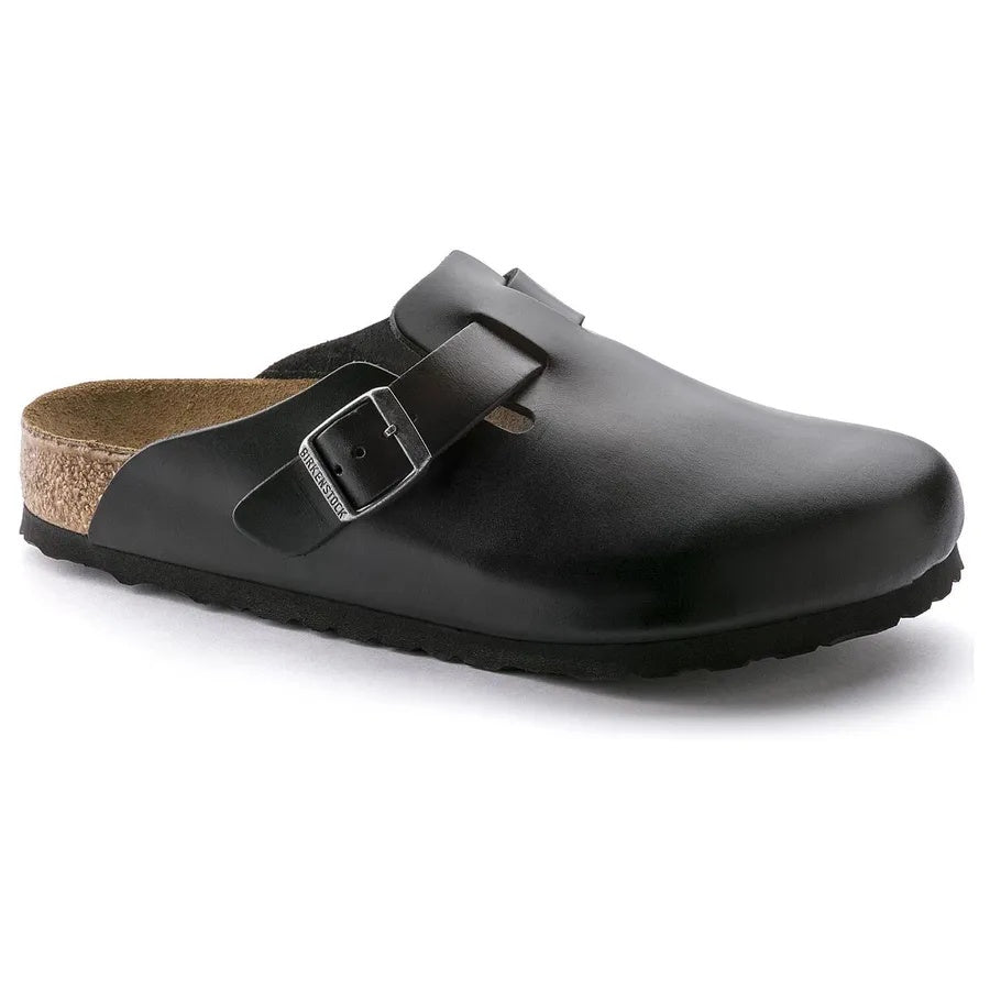 Birkenstock Boston Soft Footbed Smooth Leather Clogs - Amalfi Black - 59831 - Regular