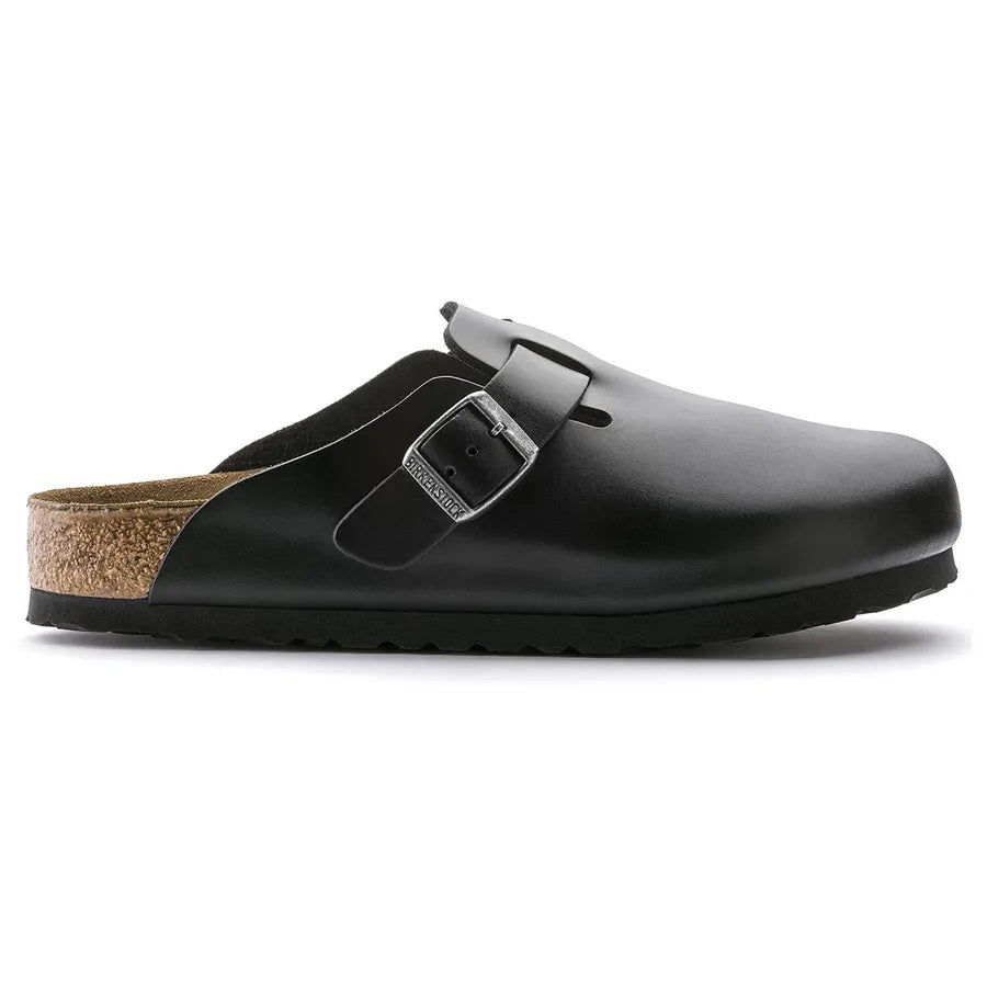 Birkenstock Boston Soft Footbed Smooth Leather Clogs - Amalfi Black - 59831 - Regular