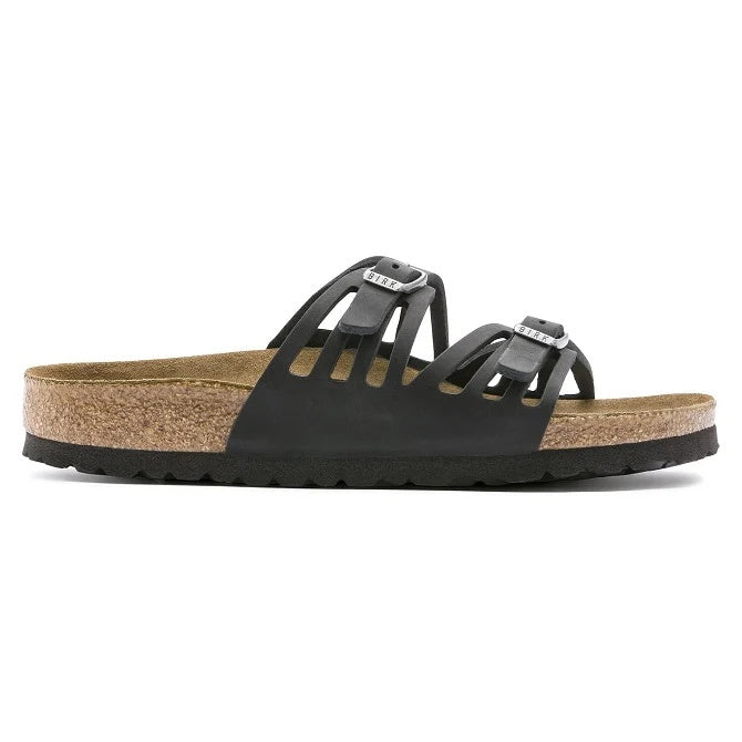 Birkenstock Granada Soft Footbed Oiled Leather Sandals - Black - 192433 - Narrow