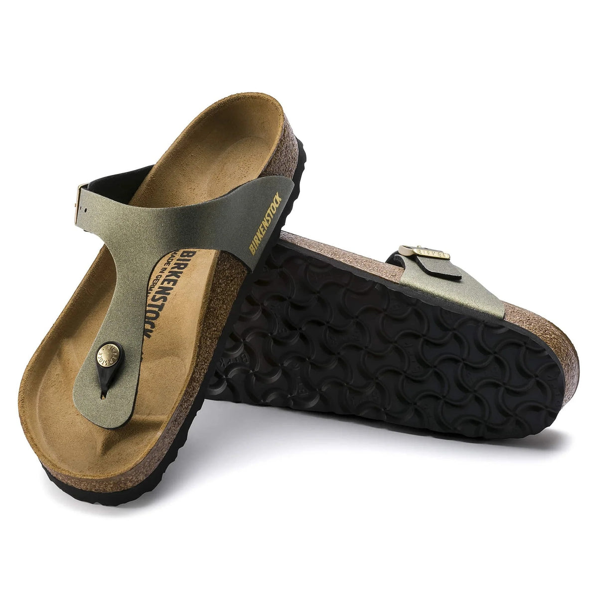 Birkenstock Gizeh Birko-Flor Sandals - Icy Metallic Stone Gold - 1014286 - Regular