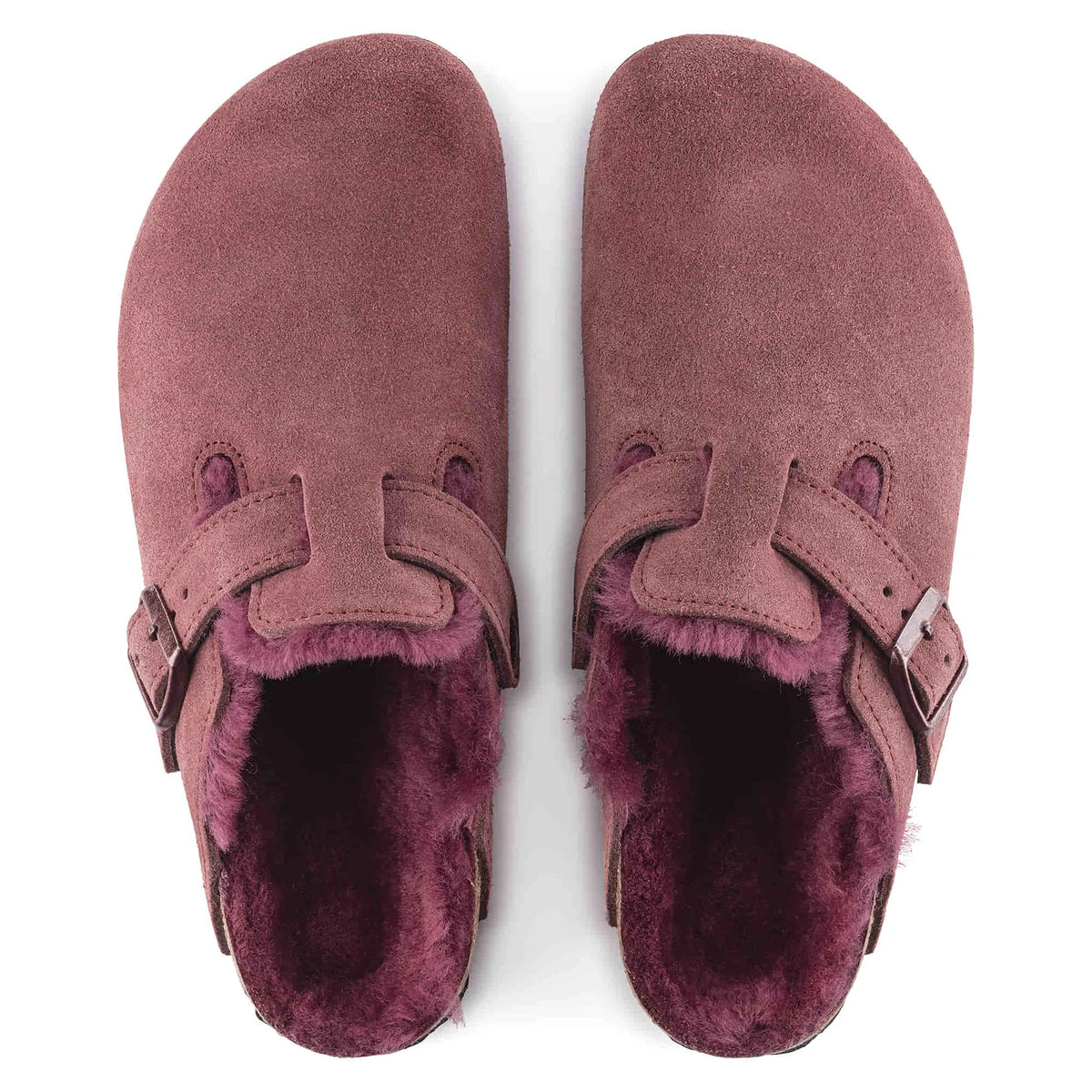 Birkenstock Boston Shearling Suede Leather Clogs - Maroon - 1020481 - Regular