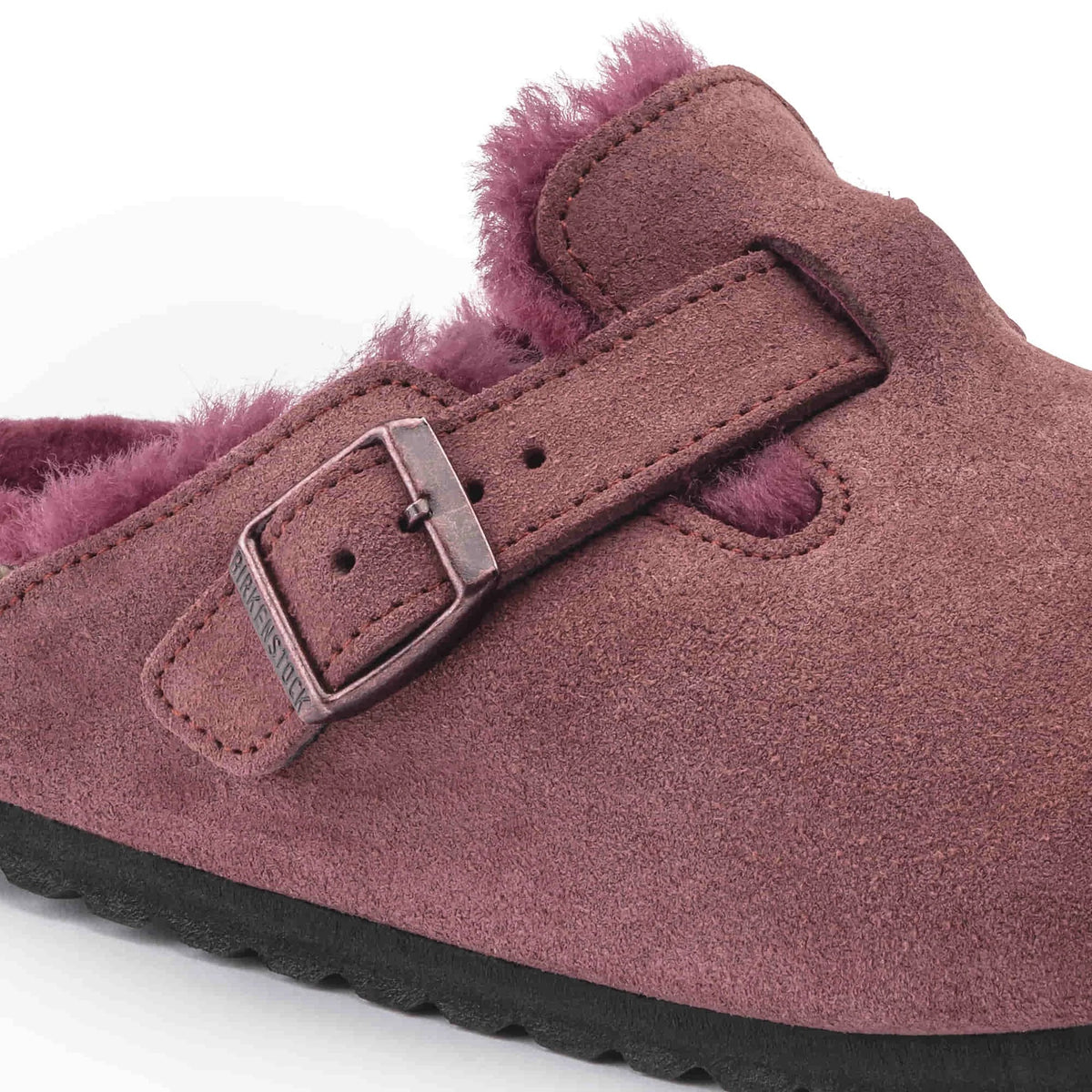 Birkenstock Boston Shearling Suede Leather Clogs - Maroon - 1020481 - Regular