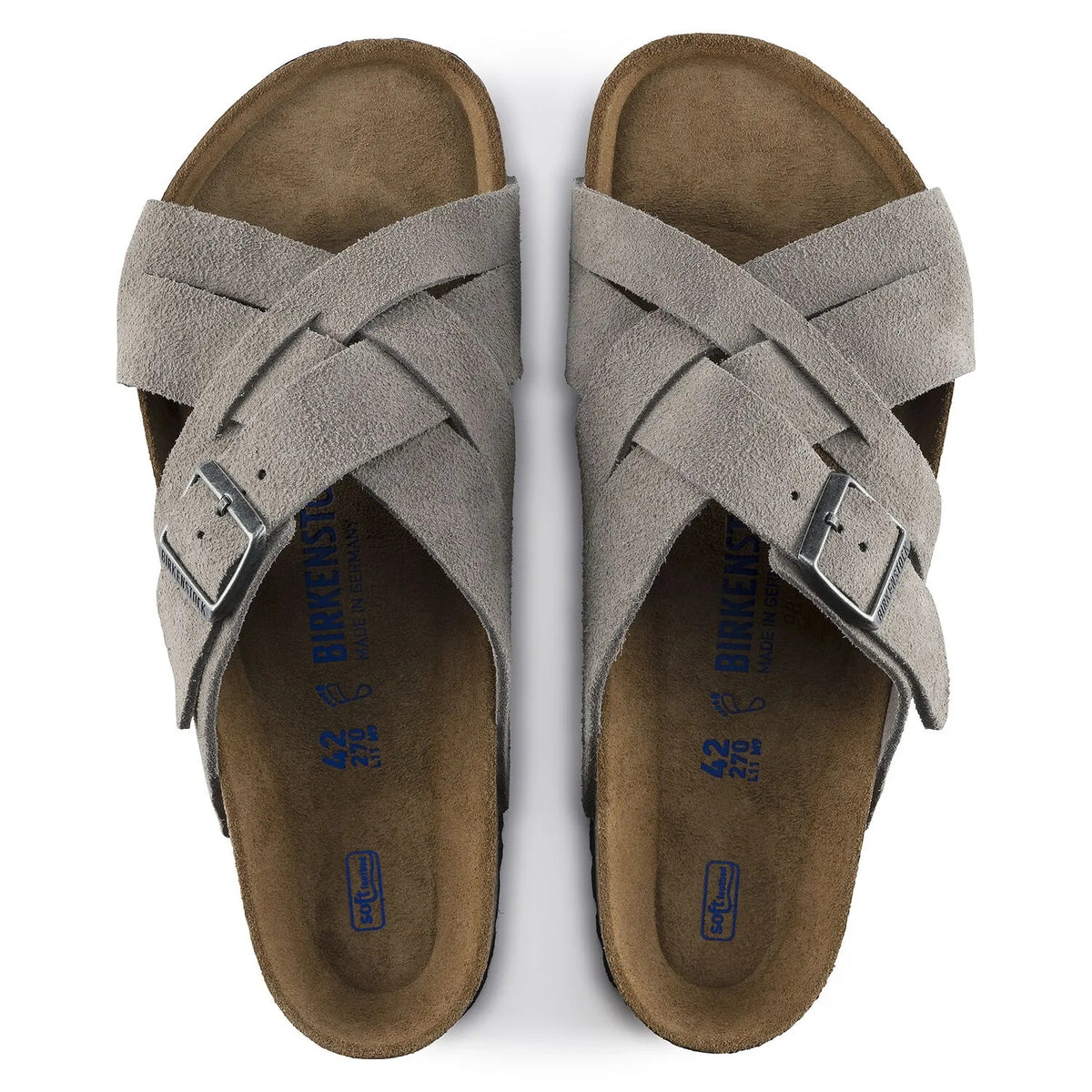 Birkenstock Lugano Soft Footbed Suede Leather Sandals - Stone Coin - 1020933 - Narrow