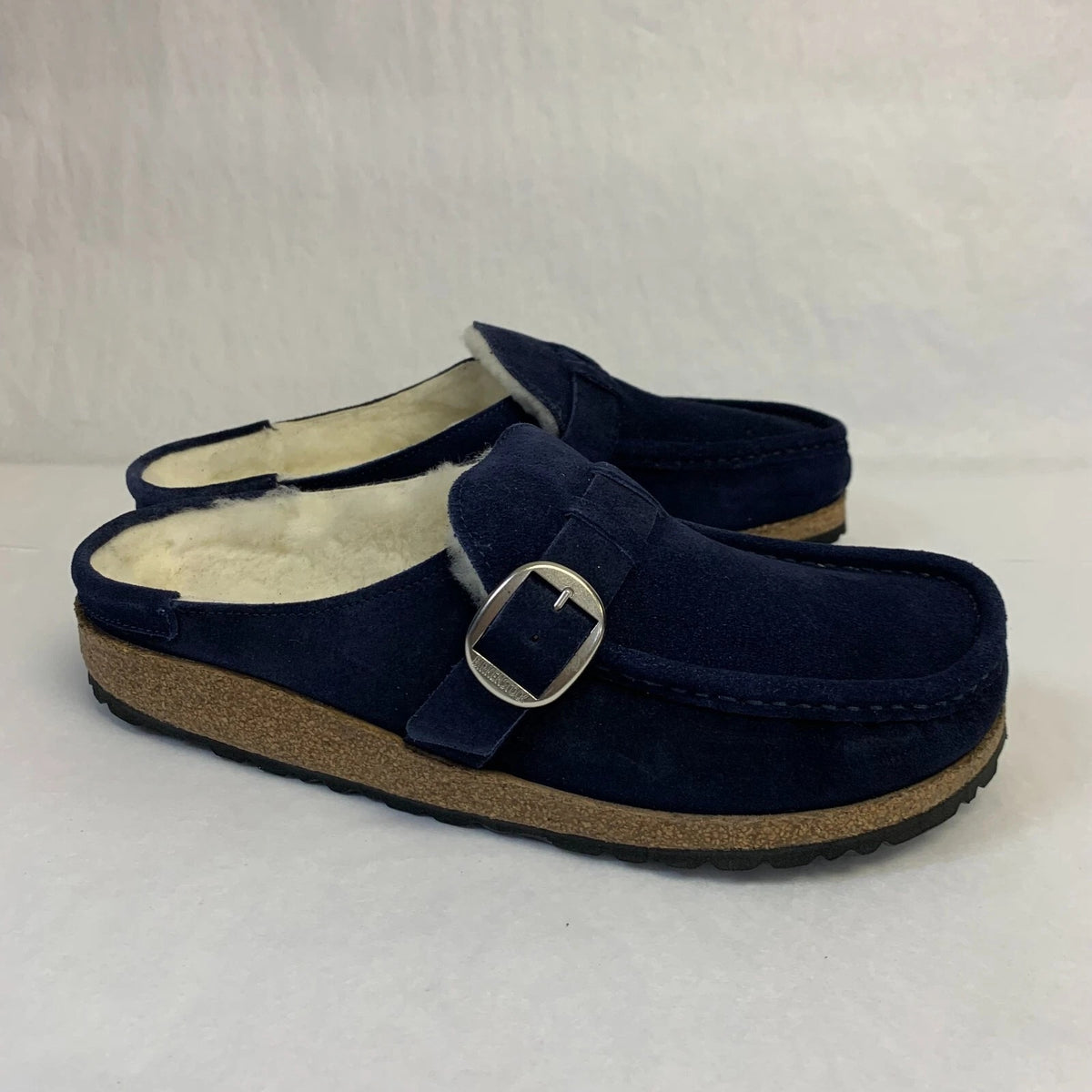 Birkenstock Buckley Shearling Suede Leather Clogs - Navy - 1021047 - Narrow