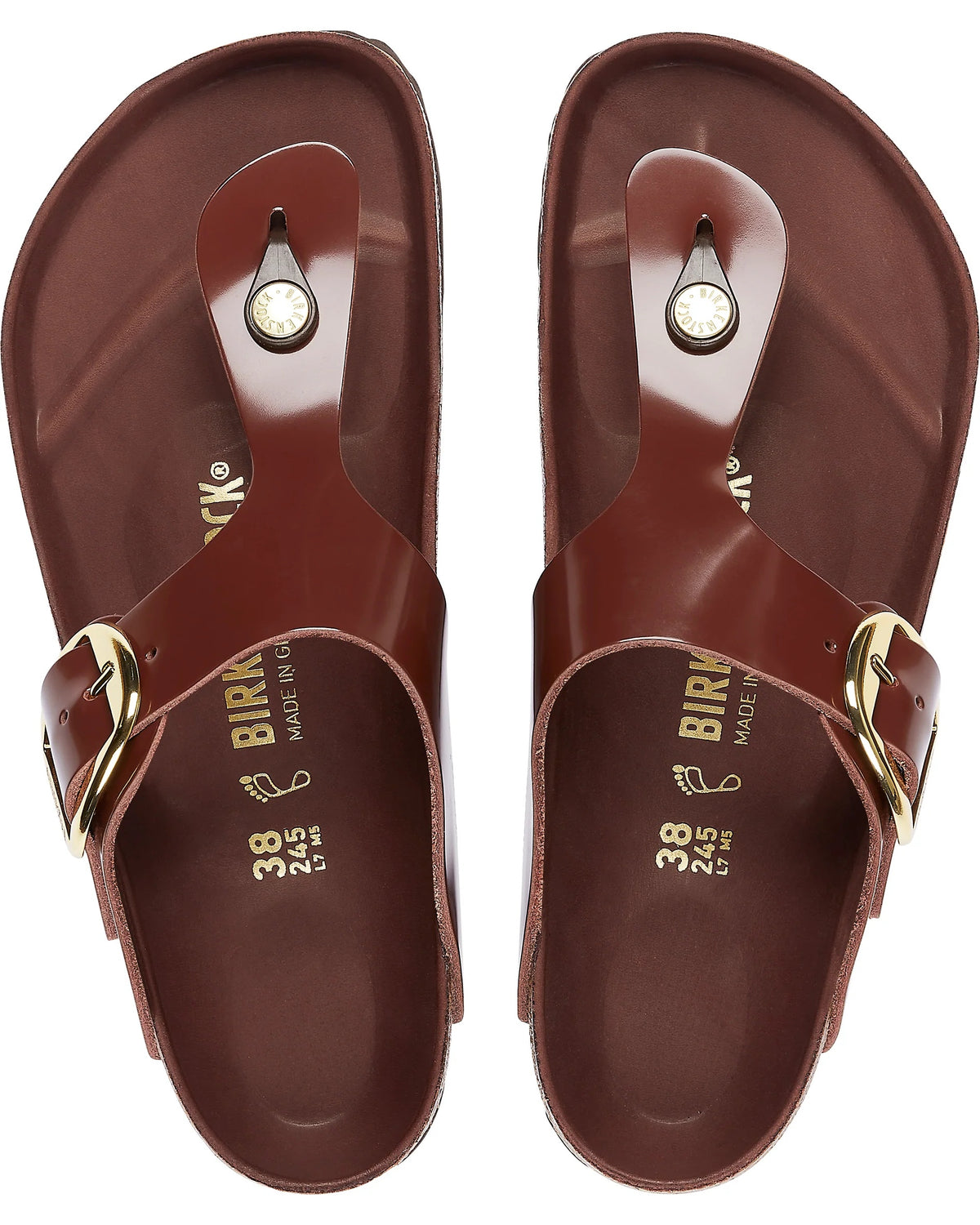 Birkenstock Gizeh Big Buckle Natural Leather Sandals - Patent Chocolate - 1021477 - Regular
