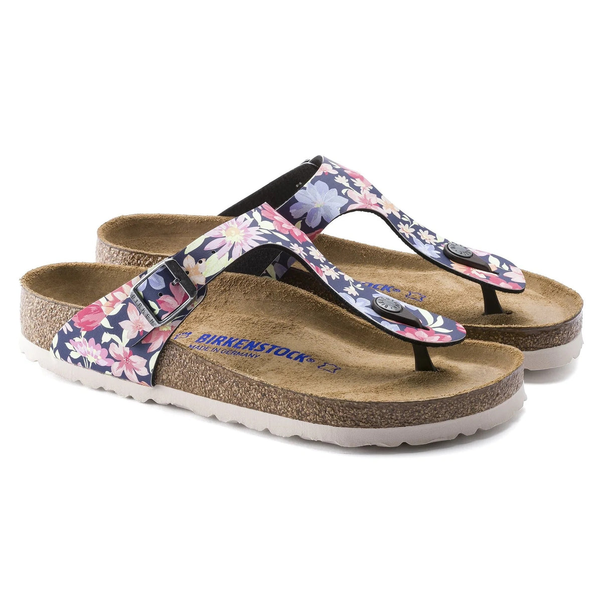 Birkenstock Gizeh Soft Footbed Birko-Flor Sandals - Supernatural Flowers Navy - 1016137 - Narrow