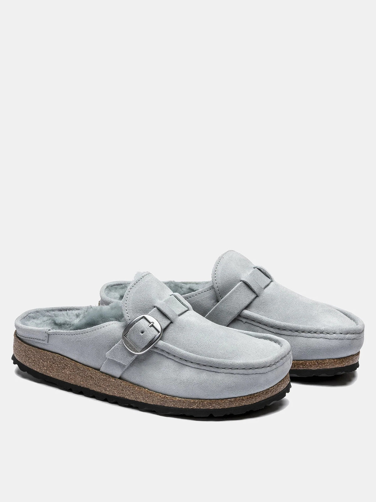 Birkenstock Buckley Shearling Suede Leather Clogs - Dusty Teal - 1017150 - Narrow