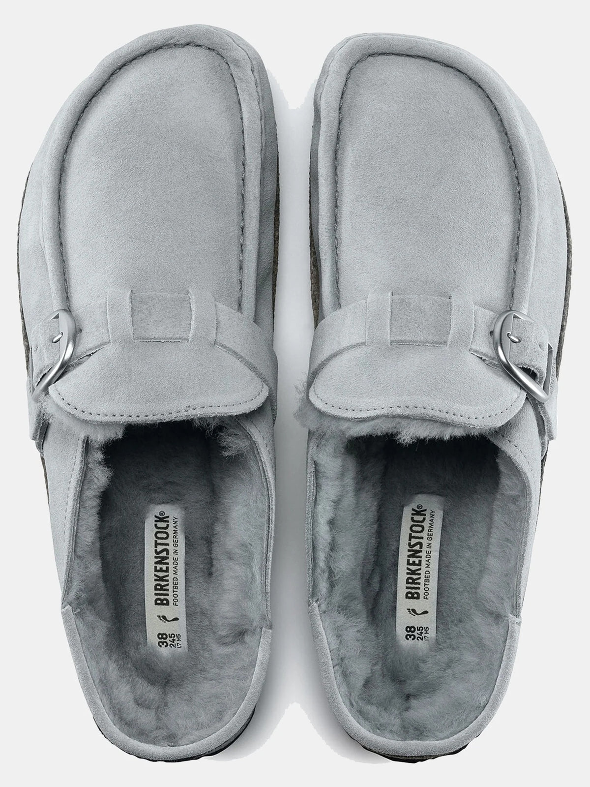 Birkenstock Buckley Shearling Suede Leather Clogs - Dusty Teal - 1017150 - Narrow