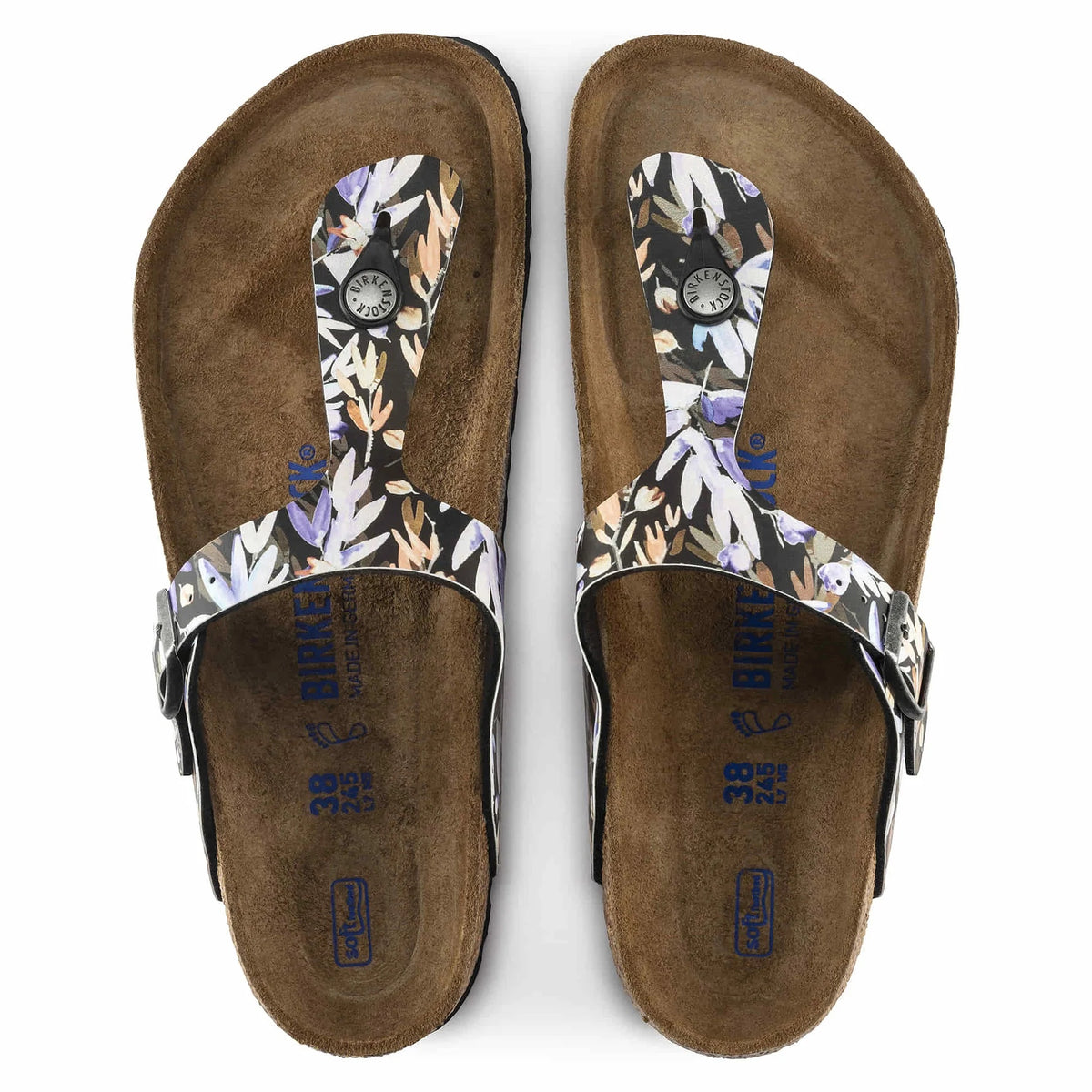 Birkenstock Gizeh Soft Footbed Birko-Flor Sandals - Floral Fades Black - 1017645 - Regular