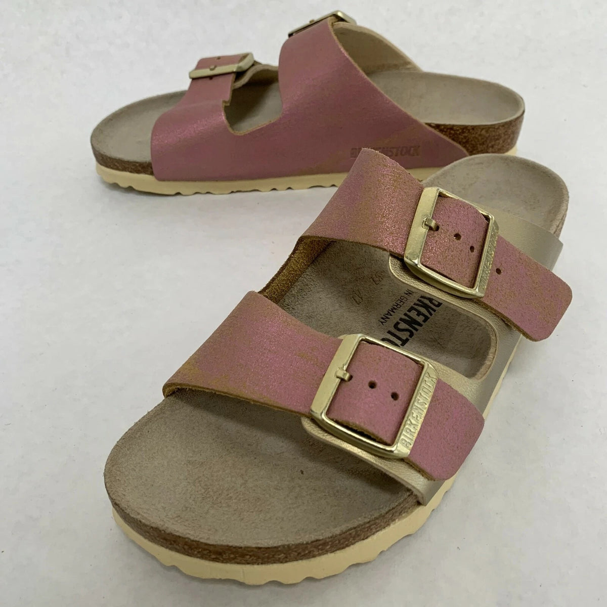 Birkenstock Arizona Suede Leather Sandals - Birko-Flor Metal Pink - 1020934 - Narrow