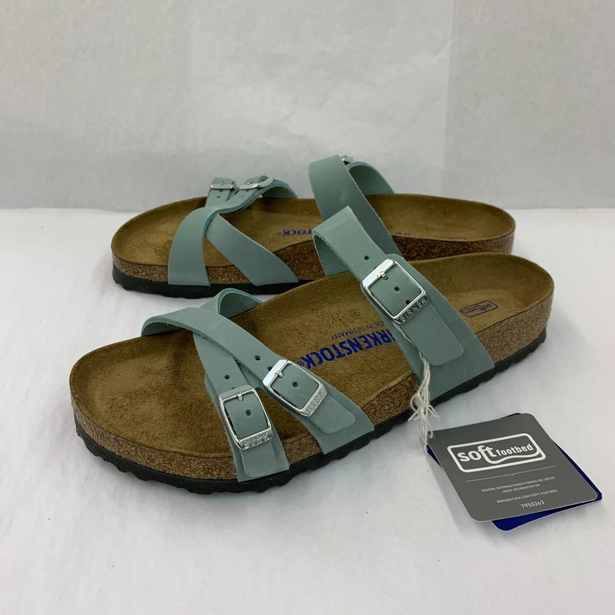 Birkenstock Franca Soft FootBed Faded Nubuck Sandals - Aqua - 1022944 - Regular