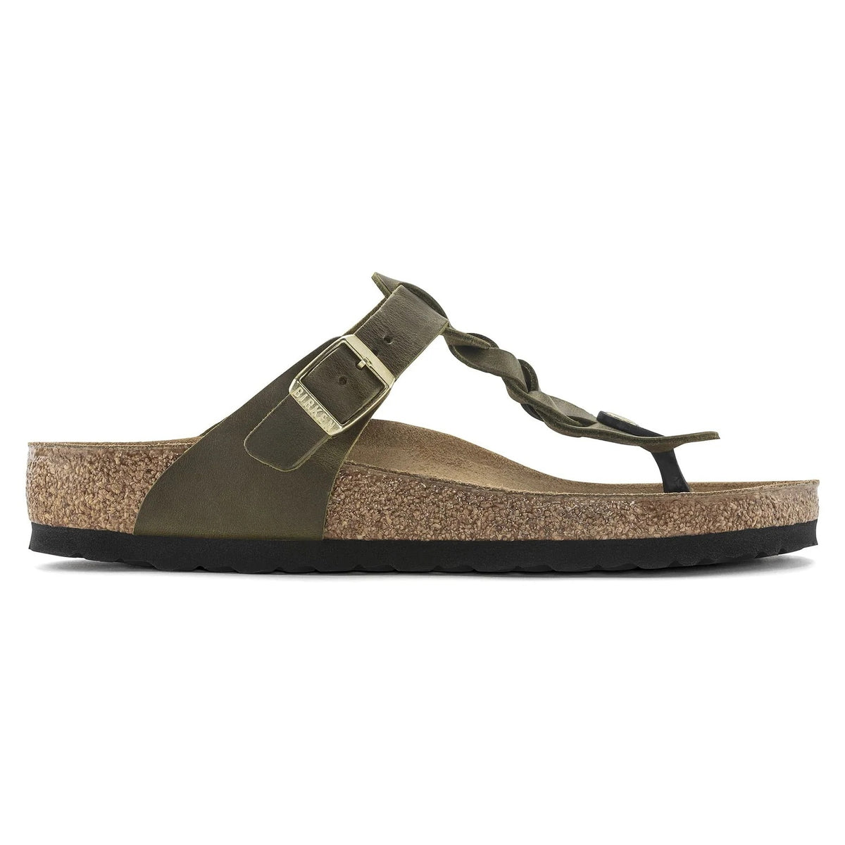 Birkenstock Gizeh Braided Oiled Leather Sandals - Olive Green - 1023969 - Regular