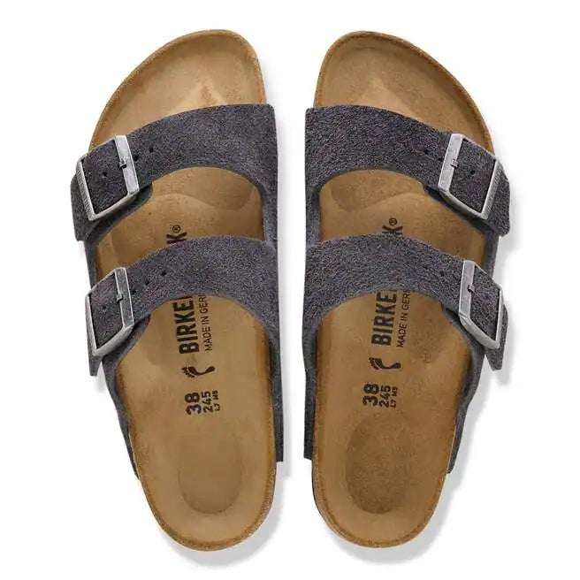 Birkenstock Arizona Suede Leather Sandals - Charcoal - 1031632 - Regular