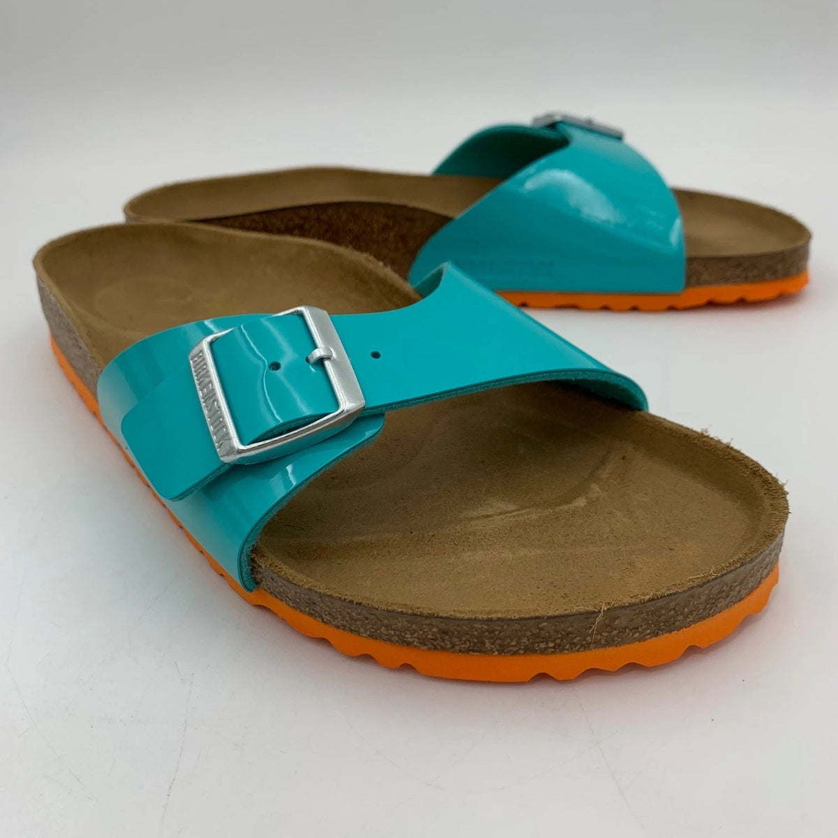 Birkenstock Madrid Birko-Flor Patent Sandals - Ocean green - 1013944 - Narrow