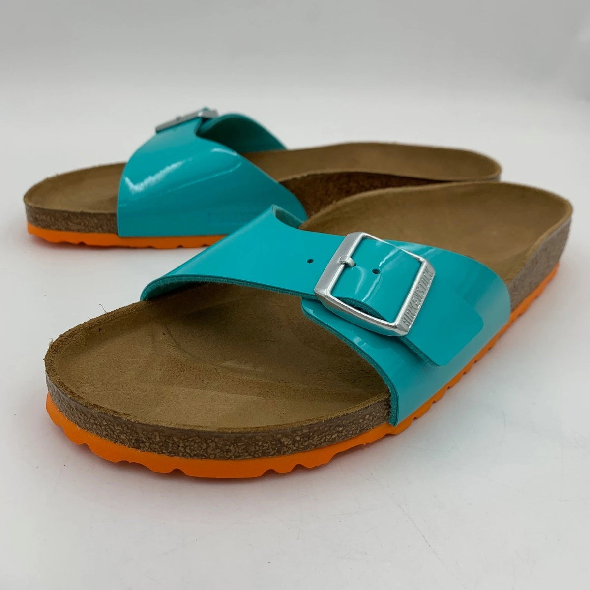 Birkenstock Madrid Birko-Flor Patent Sandals - Ocean green - 1013944 - Narrow