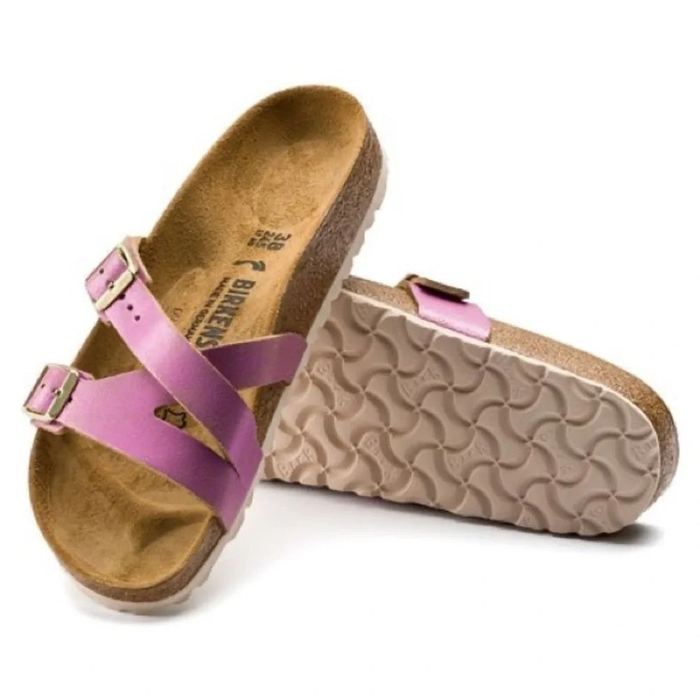 Birkenstock Yao Suede Leather Sandals - Washed Metallic Pink - 1014192 - Narrow