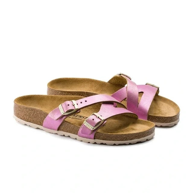 Birkenstock Yao Suede Leather Sandals - Washed Metallic Pink - 1014192 - Narrow