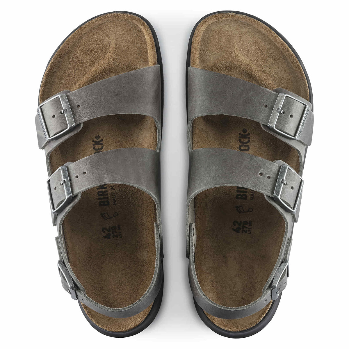 Birkenstock Milano CT Oiled Leather Sandals - Iron - 1014952 - Regular