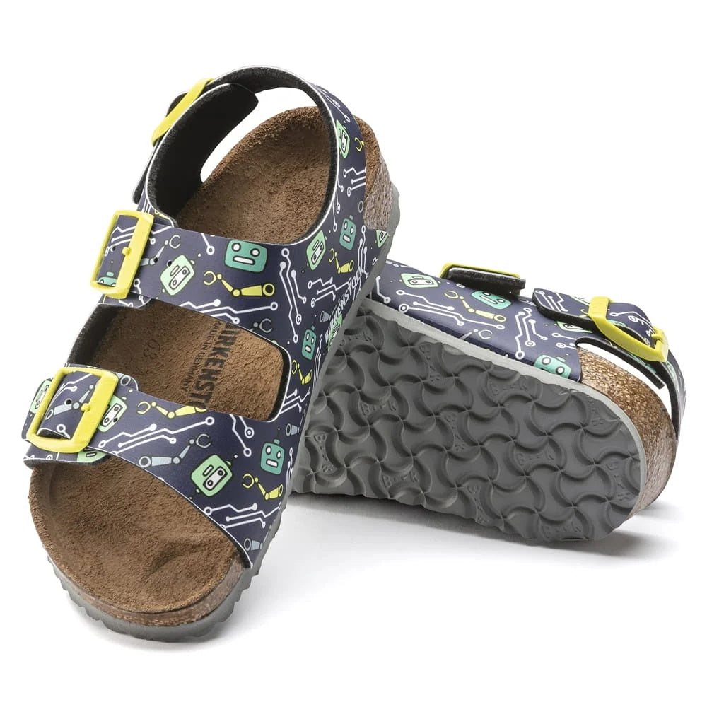 Birkenstock Milano Kids Birko-Flor Sandals - DD Robots Blue - 1015616 - Regular