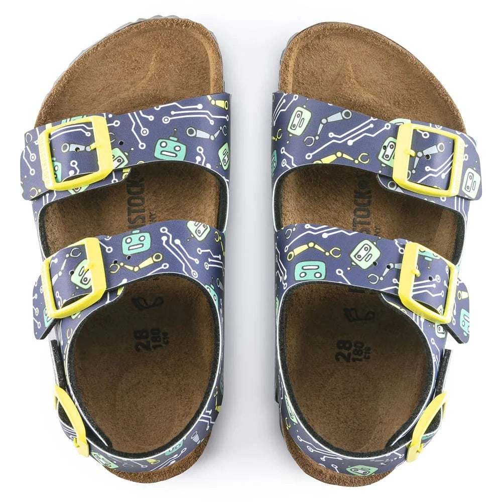 Birkenstock Milano Kids Birko-Flor Sandals - DD Robots Blue - 1015616 - Regular